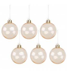 Gold/transparente Christbaumkugeln, 6cm Plastik-Weihnachtsbaumschmuck-Set, 6 Stk.