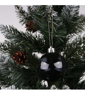 Anthrazit/transparente Christbaumkugeln, 6cm Weihnachtsbaumschmuck-Set aus Kunststoff, 6 Stück