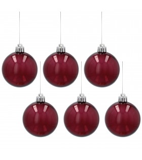 Kastanienbraune/transparente Christbaumkugeln, 6cm Weihnachtsbaumschmuck-Set aus Kunststoff, 6 Stück