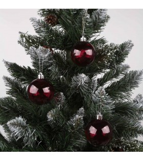 Kastanienbraune/transparente Christbaumkugeln, 6cm Weihnachtsbaumschmuck-Set aus Kunststoff, 6 Stück