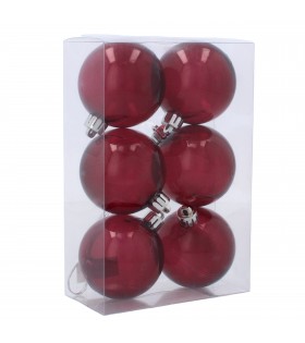 Kastanienbraune/transparente Christbaumkugeln, 6cm Weihnachtsbaumschmuck-Set aus Kunststoff, 6 Stück