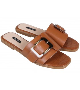 Karamellfarbene Flip-Flops für Damen mit Deko-Schnalle  VICES