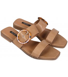 Beigefarbene Sommerschuhe Sandalen für Damen mit Deko-Schnalle VICES