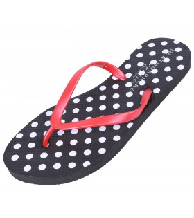 Schwarze gepunktete Flip-Flops