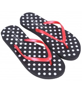 Schwarze gepunktete Flip-Flops