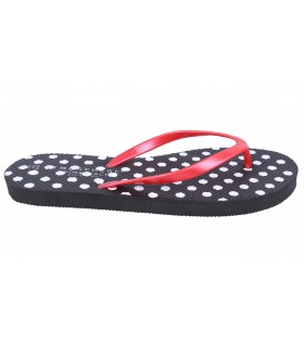 Schwarze gepunktete Flip-Flops