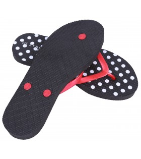 Schwarze gepunktete Flip-Flops