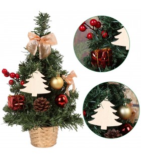 Künstlicher Weihnachtsbaum mit roten und goldenen Ornamenten in einem Topf 30cm