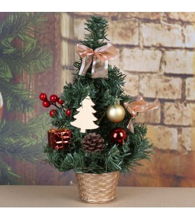 Künstlicher Weihnachtsbaum mit roten und goldenen Ornamenten in einem Topf 30cm