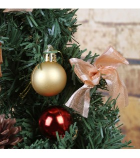 Künstlicher Weihnachtsbaum mit roten und goldenen Ornamenten in einem Topf 30cm