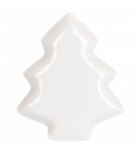 Świąteczny talerz na przekąski choinka, porcelanowy 25,4x21x3,2cm