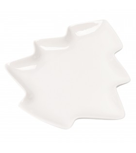 Świąteczny talerz na przekąski choinka, porcelanowy 25,4x21x3,2cm