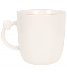 Biały kubek porcelanowy w świąteczny wzór - ciastko/piernik, w pudełku na prezent 360 ml